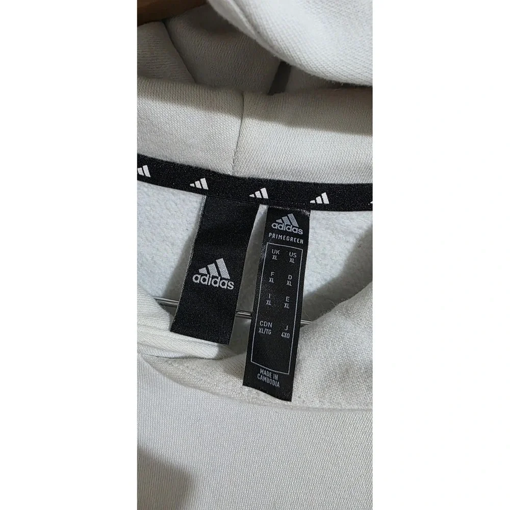 Adidas Color Block Hoodie Pullover Mens Sz XL White Black Teal Long Sleeve Y2K‎